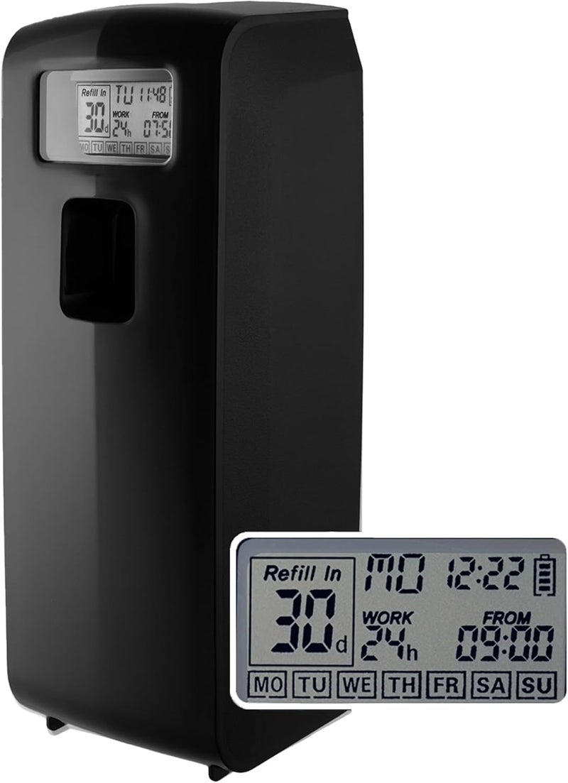 EnBath Programmable Commercial Air Freshener for Businesses or Home, Black LCD Automatic Bathroom Air Freshener Spray Dispenser- Schedule by Day, Time Period, Spray Frequency- Plus Days to Refill Countdown - Image 1